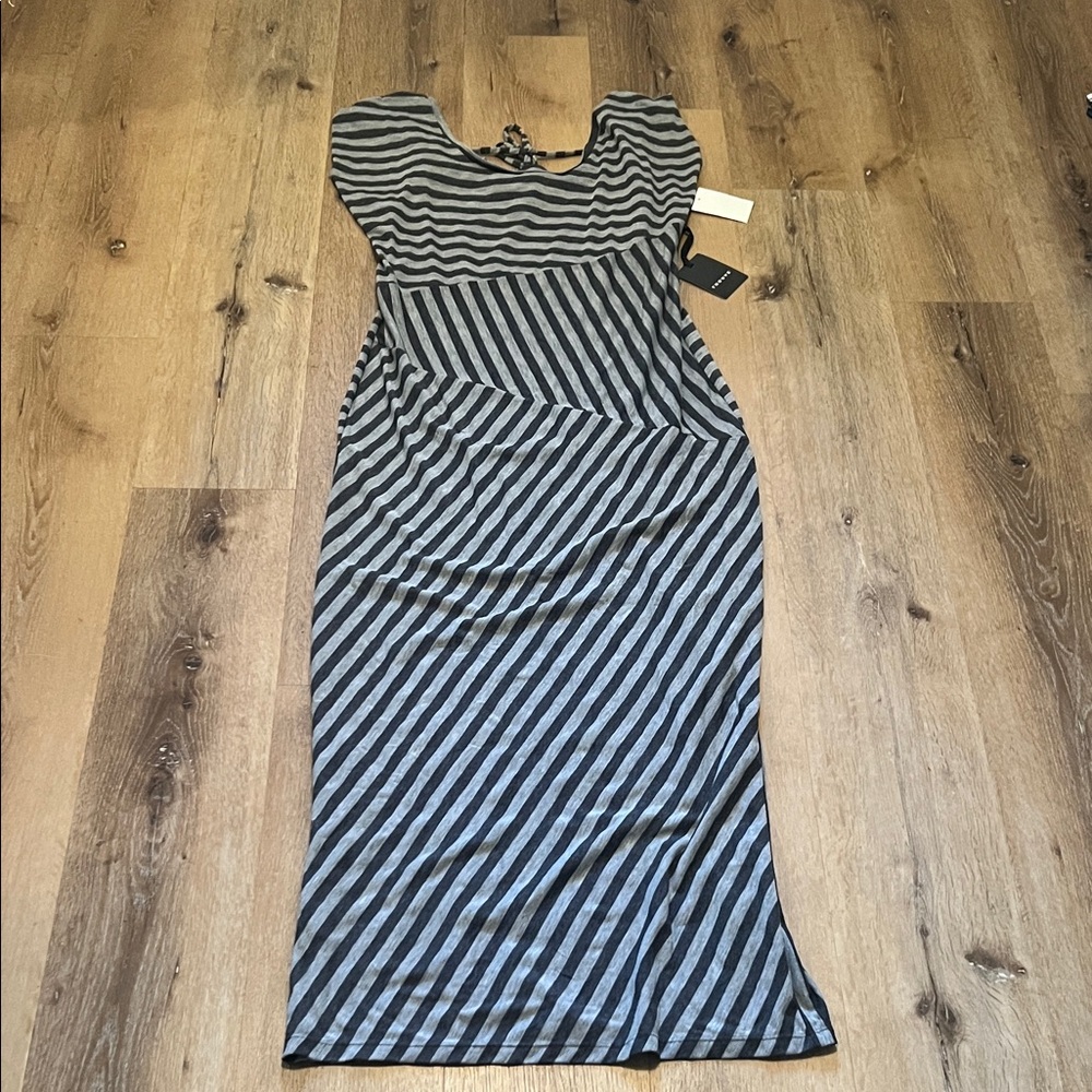 Trouve Striped Gray Dress Nordstrom NWT Large